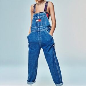 Tommy Hilfiger Vintage Blue Denim Logo Overalls